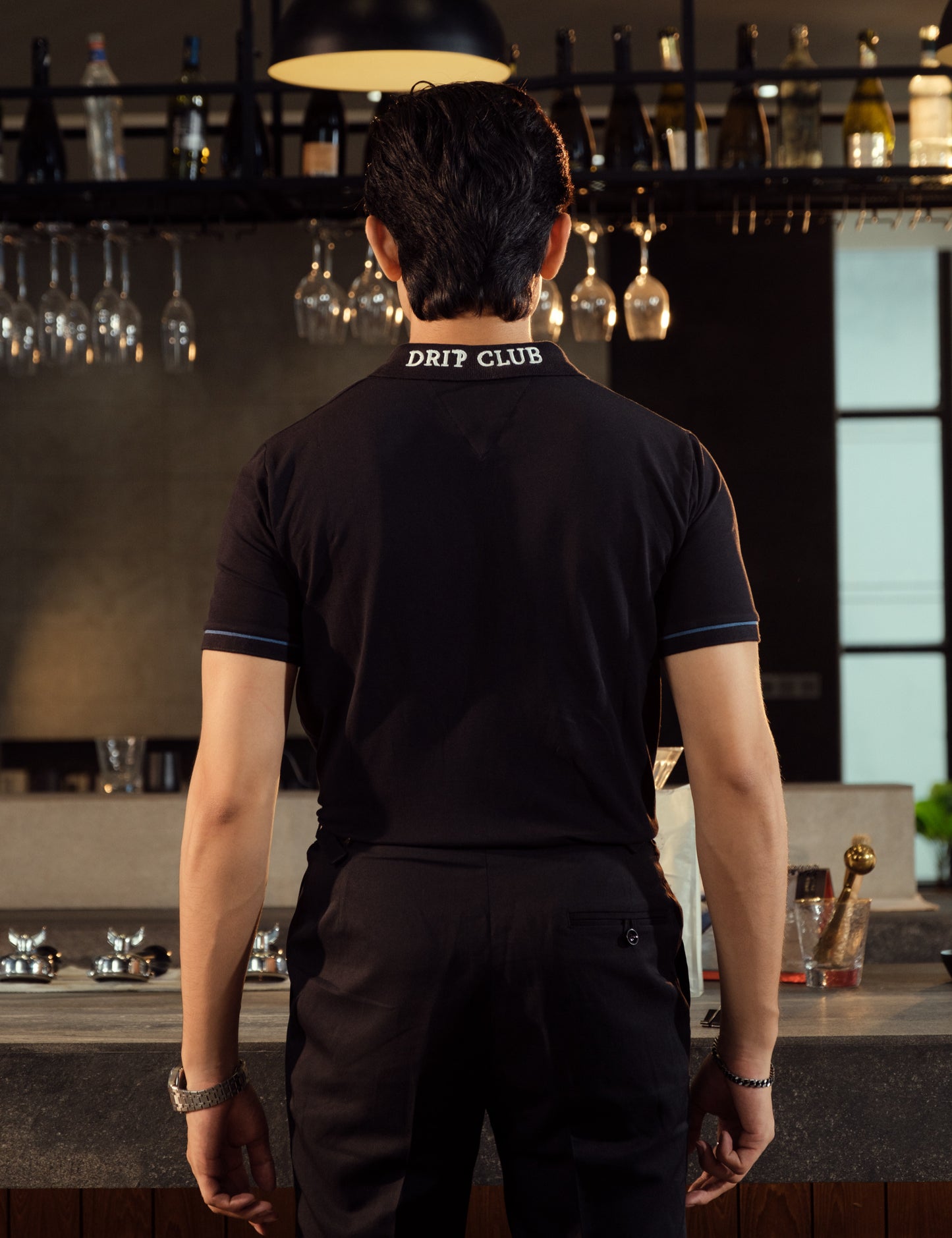 Unisex Minimalist Black Polo - Eclipse (Deep Rich Cotton)