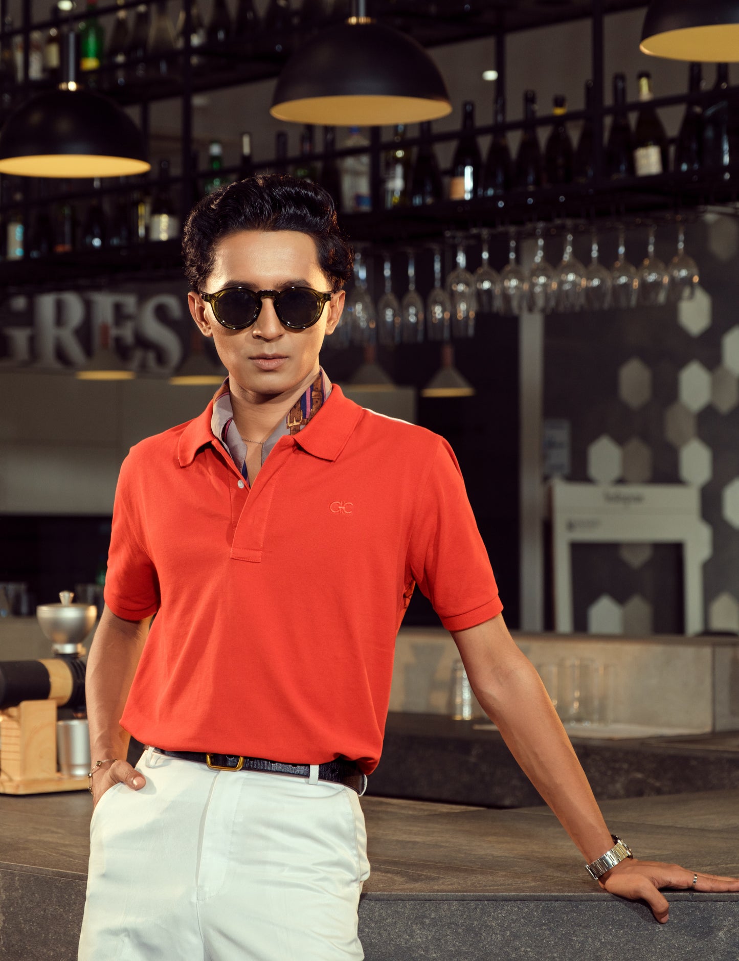 Unisex Minimalist Coral Red Polo – Vermilion (Vibrant Rich Cotton)