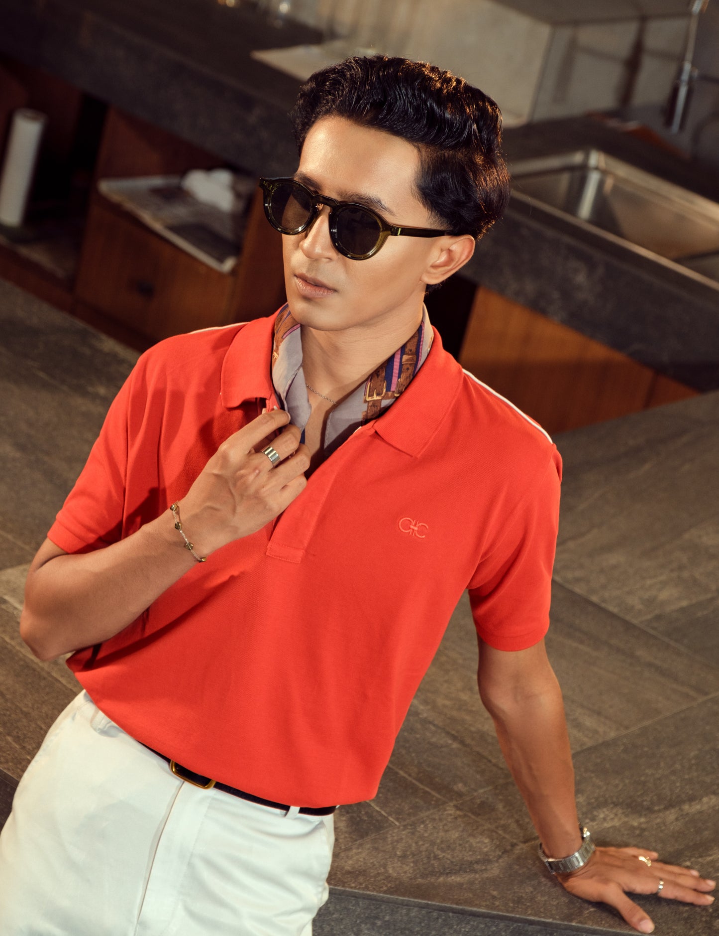 Unisex Minimalist Coral Red Polo – Vermilion (Vibrant Rich Cotton)